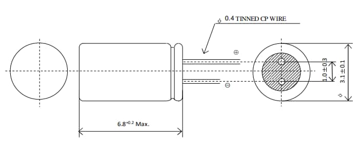 Mechanical Drawing - Nichicon SLBx Rechargeable Batteries